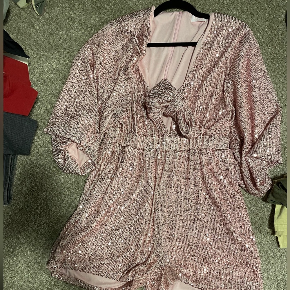 Pink Lilly sparking romper shorts